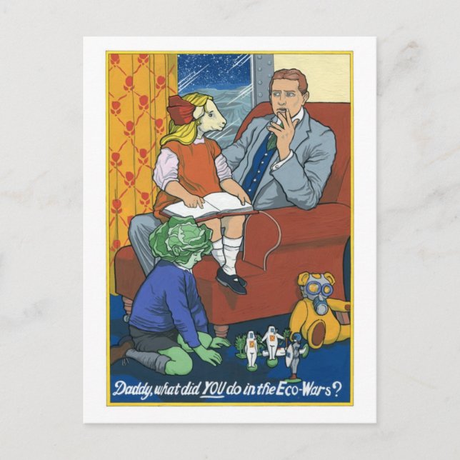 Carte Postale Papa, Qu'As-Tu Fait Dans Les Écoguerres ? (Devant)