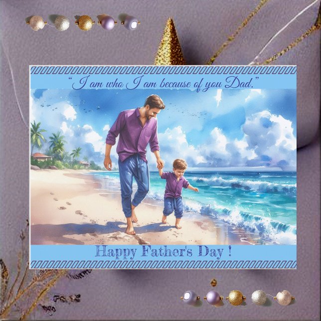 Carte Postale Papa Son Bonding Photo Fête des pères Citation Bea (Dad Son Bonding Photo Father's Day Quote Beachvibe Postcard)