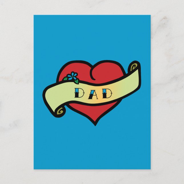 Carte Postale Papa Tattoo Heart (Devant)