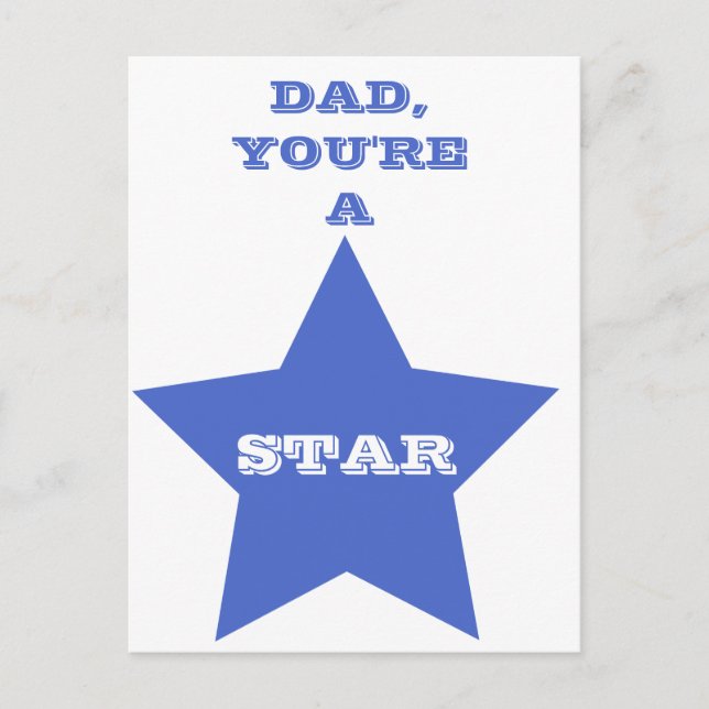 Carte Postale Papa, t'es une star | Blue Star (Devant)