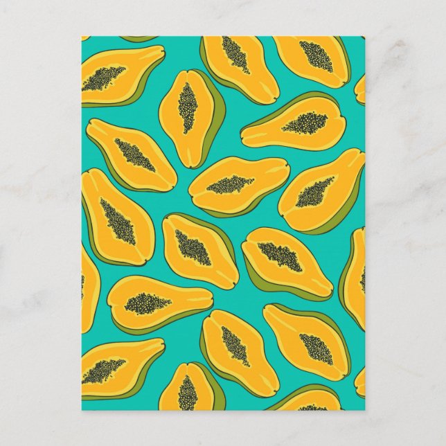 Carte Postale Papaya slices on turquoise (Devant)
