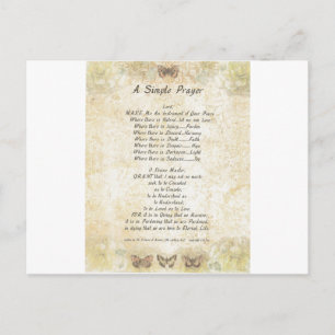 Carte Postale pape francis=st. francis prière simple =papterflie