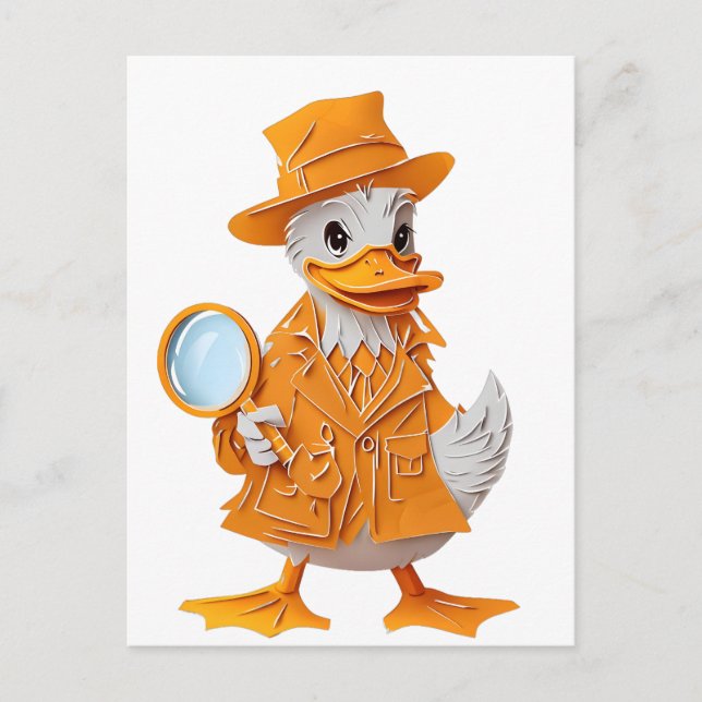 Carte Postale Papercut Inspecteur Canard en Orange Suit Postcard (Devant)