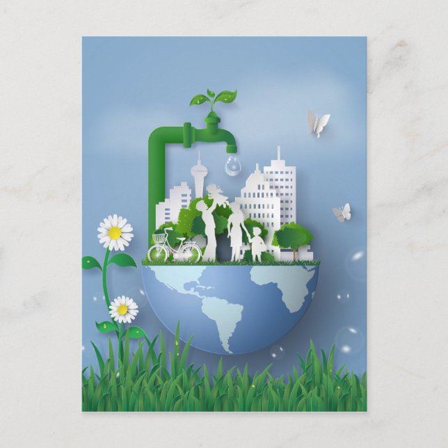 Carte Postale Papercut Jour des terres Conservation Faucet & Vil (Devant)