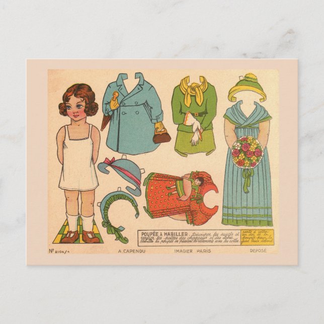 CARTE POSTALE PAPERDOLL GIRL VINTAGE CUTE POSTCARD (Devant)