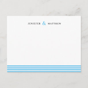 Carte Postale Papeterie personnalisée pour couples à rayures ble