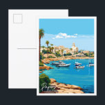 Carte Postale Paphos Chypre illustration de voyage vintage<br><div class="desc">Paphos Chypre lieu de voyage vintage illustration</div>