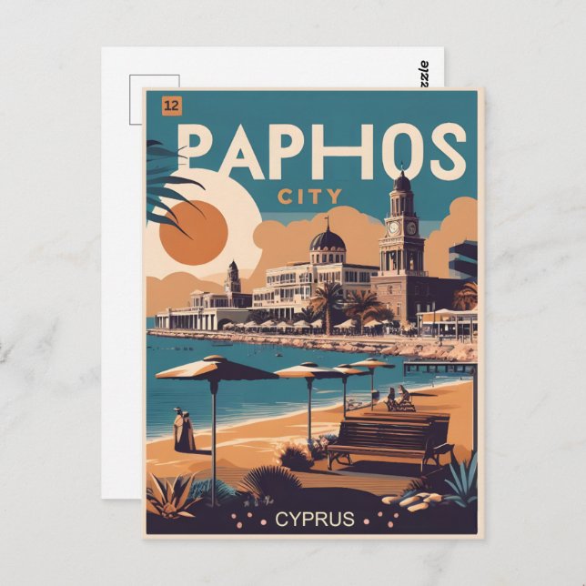 Carte Postale Paphos City, Chypre cadeau de vacances souvenir (Devant / Derrière)