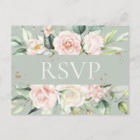 Papier à lettres floral à monogramme rose vert aqu