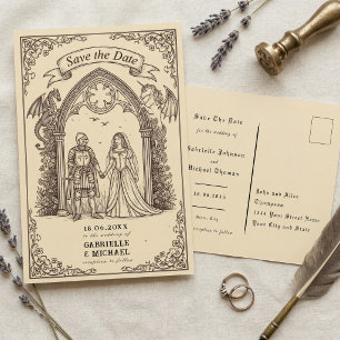Carte Postale Papier Ancien Sépia Gothique Médiéval Enregistrer 