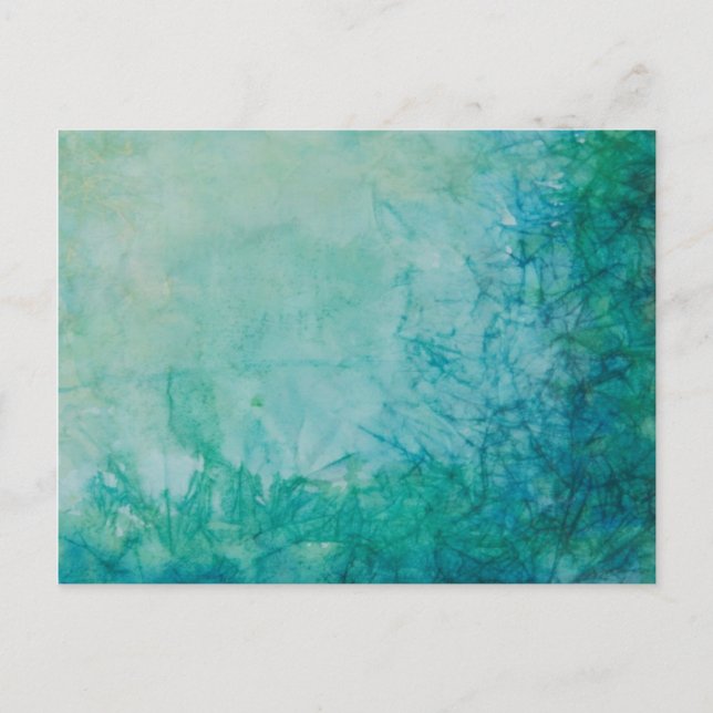 Carte Postale Papier Avec Peinture Bleue, Verte Et Noire Abstrai (Devant)