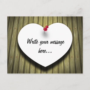 Carte Postale Papier Coeur manuscrit Script rustique