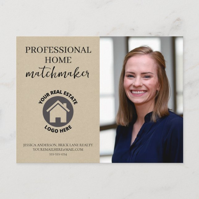 Carte Postale Papier Kraft moderne Marketing immobilier Ajouter  (Devant)