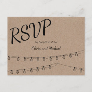 Carte postale papier Kraft RSVP pour mariage