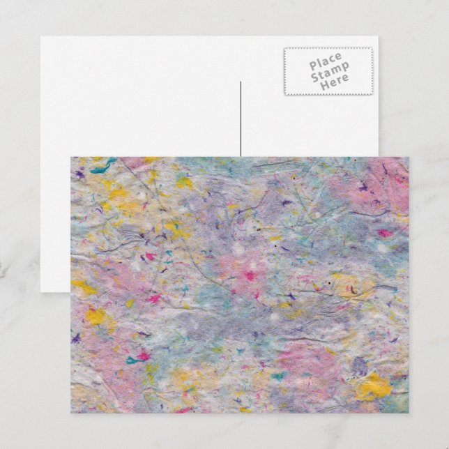 Carte Postale Papier maison avec Accents colorés à pâte (Devant / Derrière)