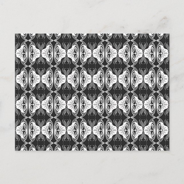 Carte Postale Papier peint Art Déco motif - noir et blanc (Devant)