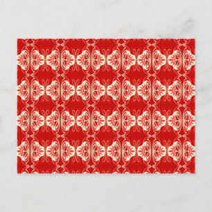 Carte Postale Papier peint Art Déco motif - rouge et blanc