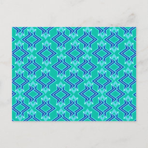 Carte Postale Papier peint Art Déco, turquoise et cobalt