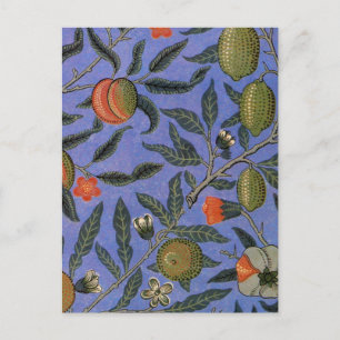Carte Postale Papier peint coloré grenade bleu William Morris
