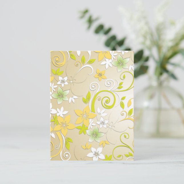 Carte Postale Papier peint fleurs 3 (Debout devant)