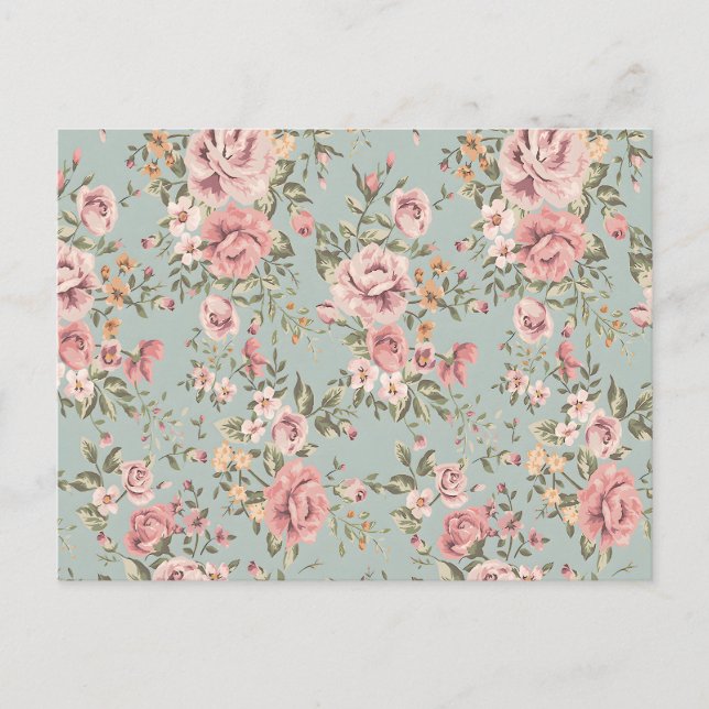Carte Postale Papier peint floral vintage (Devant)