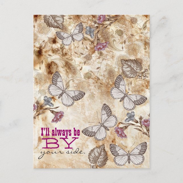 Carte Postale Papier peint papillons vintages (Devant)