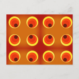 Carte Postale papier peint rétro orange, rouge 1970
