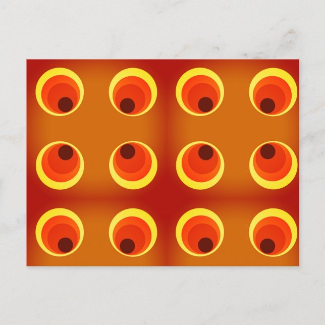 Carte Postale papier peint rétro orange, rouge 1970 (Devant)