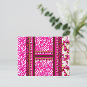 Carte Postale papier peint rose et blanc avec croix dessus