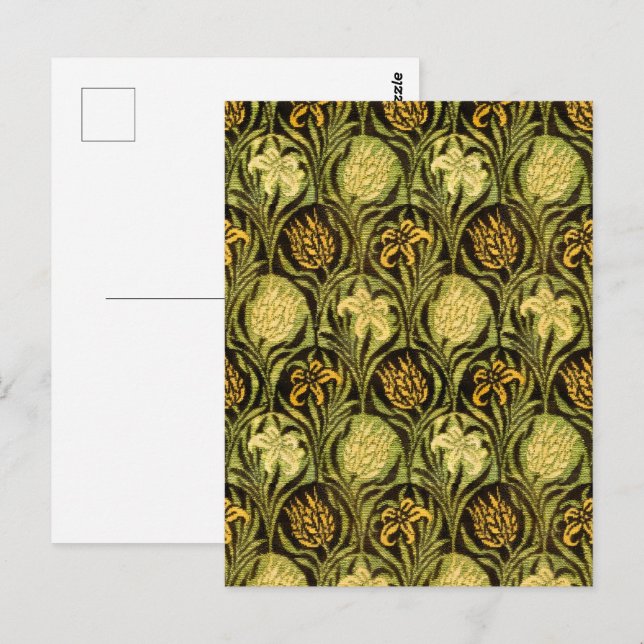 Carte Postale Papier peint Tulipe et Lys vert de William Morris (Devant / Derrière)