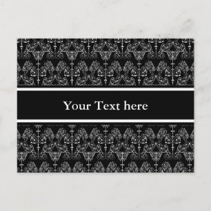Carte Postale Papier peint vintage Damask - blanc + votre dossie