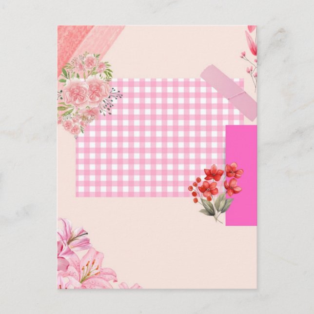 Carte Postale Papier scrapbook rose (Devant)