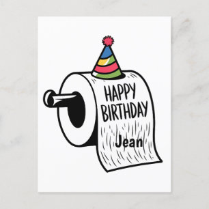 Carte Postale Papier toilette avec dessin casquette de naissance