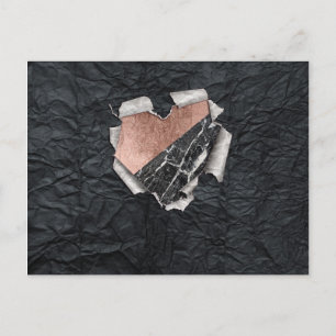 Carte Postale Papier torn moderne Coeur et Rose en or marbre