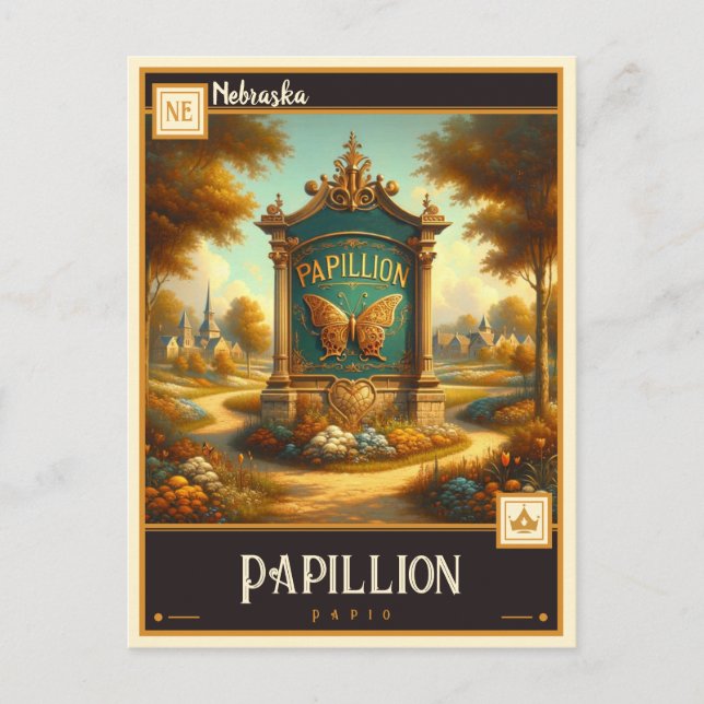 Carte Postale Papillion, Nebraska | VINTAGE (Devant)