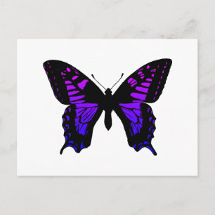 Carte Postale Papillon à ailes ombrées bleu violet