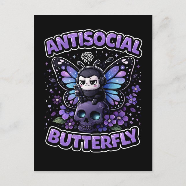 Carte Postale Papillon Antisocial (Devant)