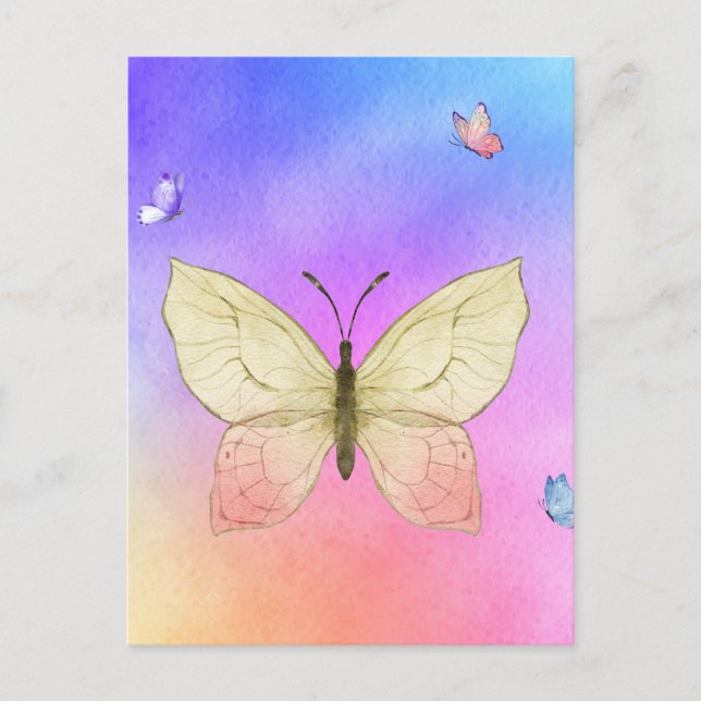 Carte Postale Papillon aquarelle (Devant)