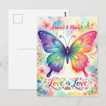 Papillon arc-en-ciel à l'aquarelle "L'amour est l'