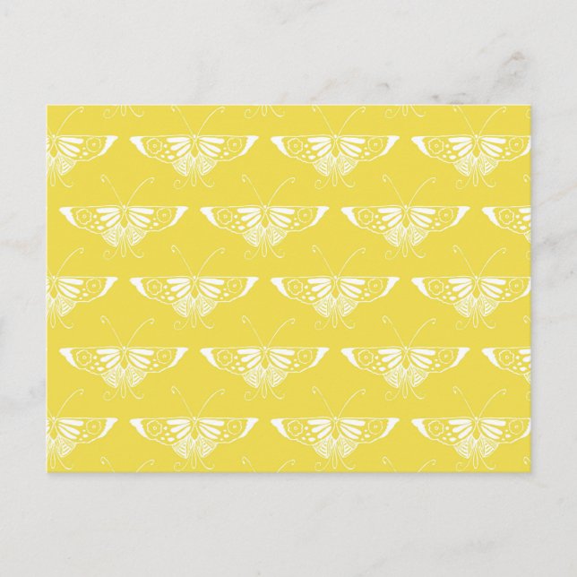 Carte Postale Papillon Art déco stylisé - jaune et blanc (Devant)
