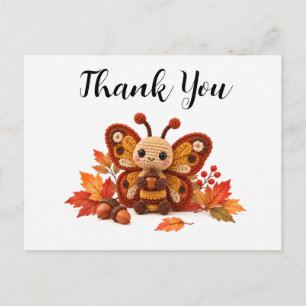 Carte Postale Papillon au crochet Merci d'automne