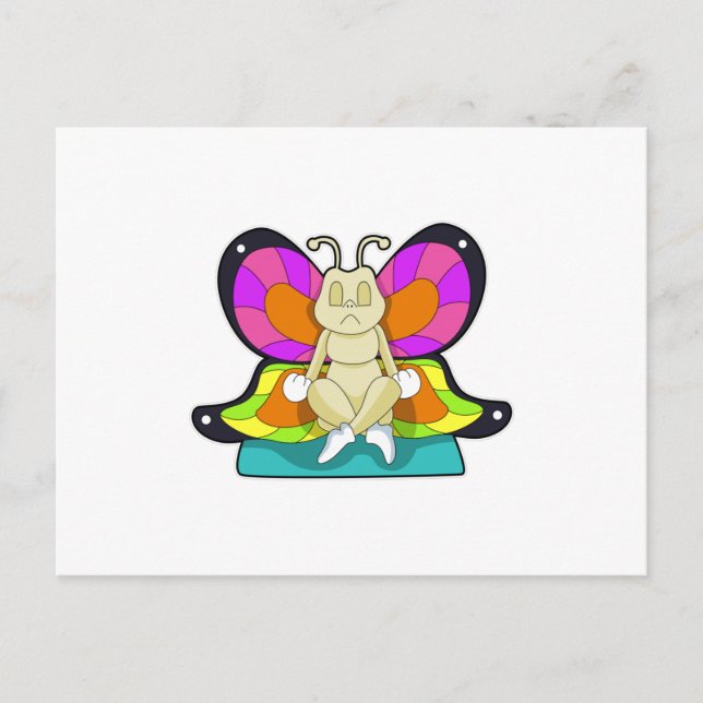 Carte Postale Papillon au yoga en tailleur (Devant)