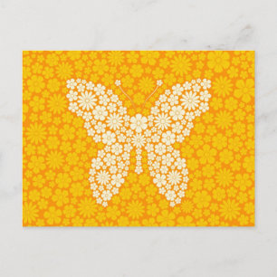 Carte Postale Papillon aux fleurs sauvages jaunes