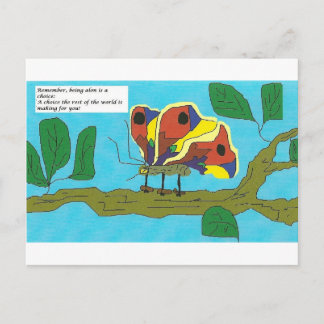 Carte Postale Papillon avec des commentaires humoristiques sur l
