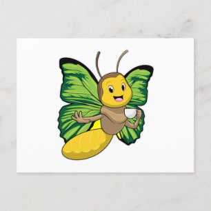 Carte Postale Papillon avec la coupe de café