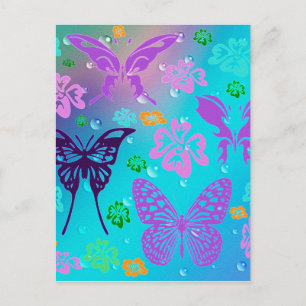 Carte Postale Papillon Beau Aloha Fleur de Mariage Hawaïen