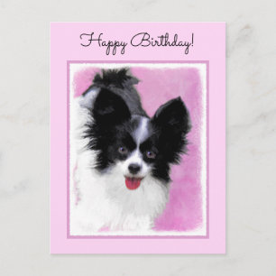 Carte Postale Papillon (blanc et noir) Peinture - Chien Art