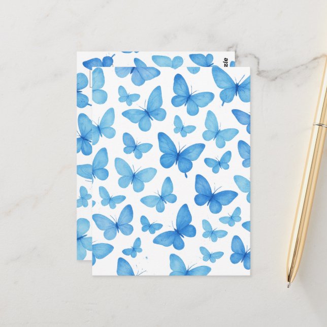 Carte Postale Papillon bleu (Devant/Arrière en situation)