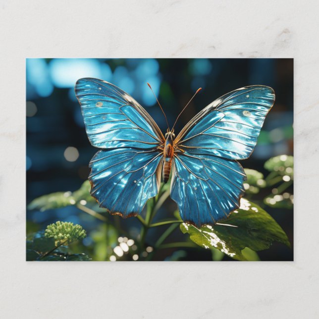 Carte Postale Papillon bleu assez transparent (Devant)