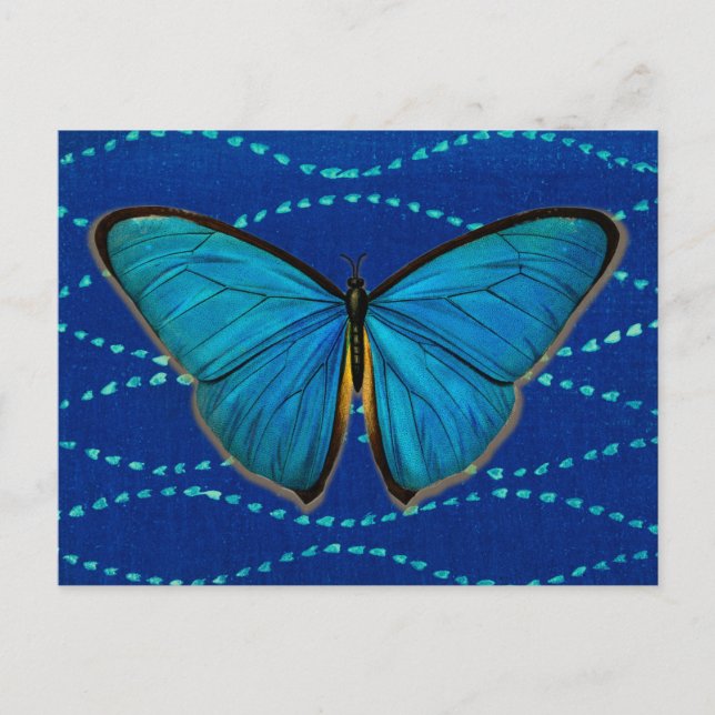 Carte postale Papillon bleu de style vintage (Devant)